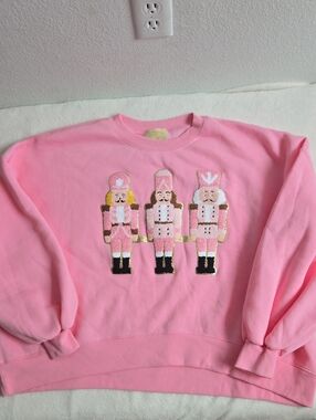 Judith March Pink Chenille Nutcracker Sweatshirt